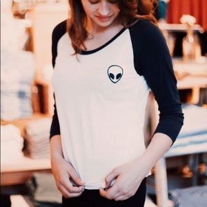 Brandy Melville Alien Patch Baseball Tee